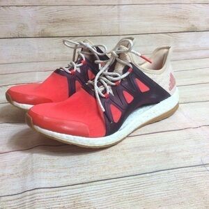 Adidas pure boost tennis shoes. Orangeish. Size 10.